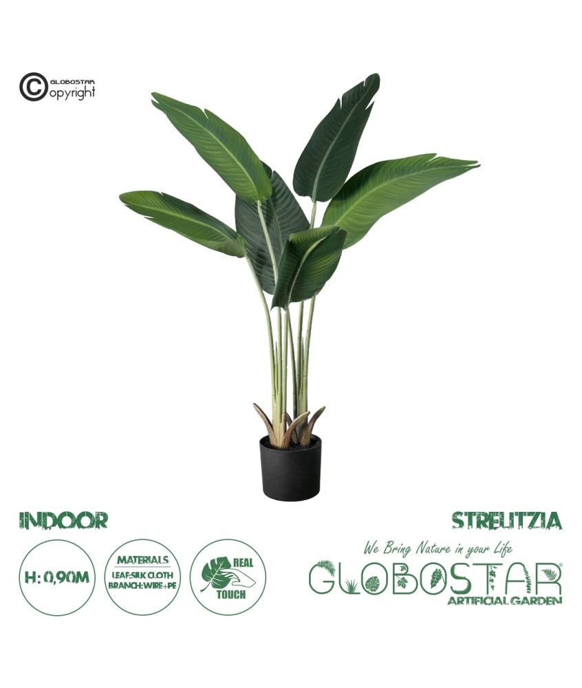 GloboStar® Artificial Garden STRELITZIA 20024 Τεχνητό Διακοσμητικό Φυτό  Στρελίτσια - Πουλί του Παραδείσου Υ90cm